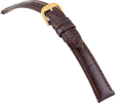14mm Ladies Long Alligator Grain Padded Brown Watch Strap