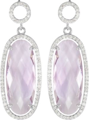 Halo-Style Oval Shaped Dangle Earrings