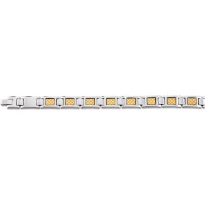 Stainless Steel Bracelet with Gold Foil Inlay