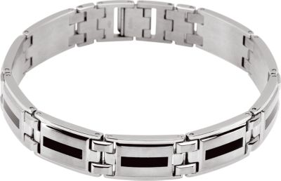 Stainless Steel Bracelet with Black Enamel