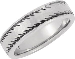 6mm Hammer Finish Band with Black Rhodium