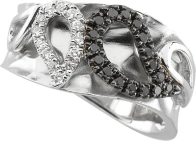 1/4 ct tw Black & White Diamond Paisley Design Ring