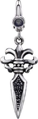Black CZ Fleur-de-lis Dagger Charm