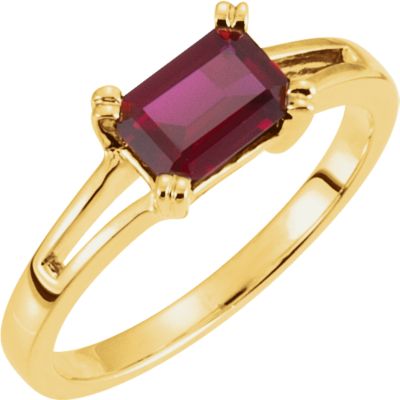 Ring Mounting for Emerald Shape Gemstone Solitaire