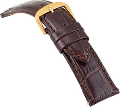 20mm Ladies Short Alligator Grain Padded Brown Watch Strap