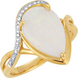 Genuine Opal & Diamond Ring
