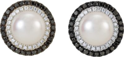 Pearl & Diamond Halo-Styled Earrings