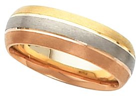 6mm Tri-Color Wedding Band