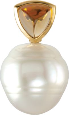 South Sea Cultured Circle Pearl & Genuine Citrine Pendant