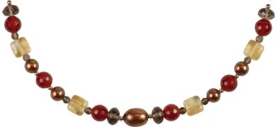 Freshwater Dyed Chocolate Cultured Pearl & Multi-Gemstone Necklace