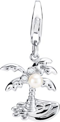 Freshwater Cultured Pearl & Cubic Zirconia Coconut Palm Tree Charm