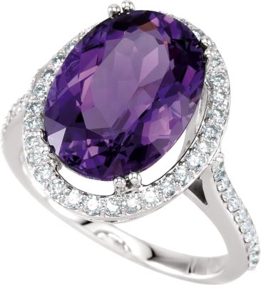 Genuine Amethyst & Diamond Ring
