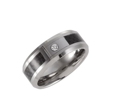 Dura Tungsten&reg; Beveled Band with Carbon Fiber 