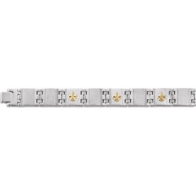 Stainless Steel Bracelet with 10kt Yellow Fleur-de-lis and .09 ct tw Diamonds