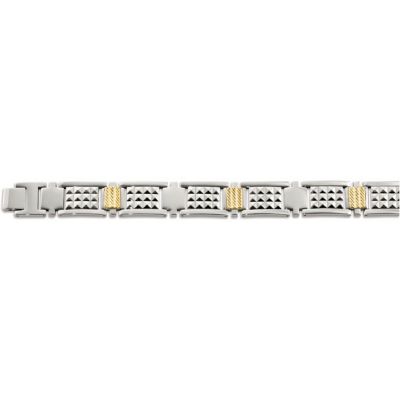 Stainless Steel Bracelet with 10kt Yellow Inlays