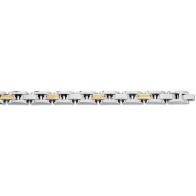 Stainless Steel Bracelet wit 10kt Yellow Inlays & .24 ct tw Diamonds