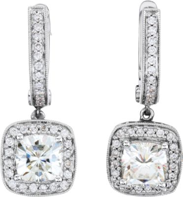 Created Moissanite and Diamond Earrings