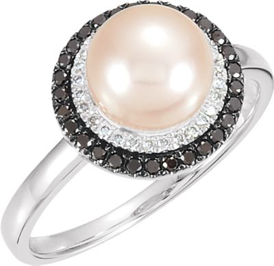 Pearl & Diamond Halo-Styled Ring