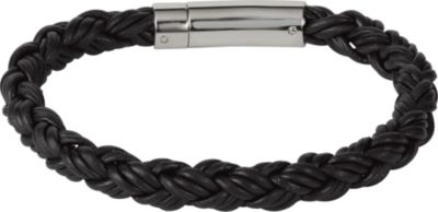 Braided Leather Bracelet with Stainless Steel Magnetic Clasp