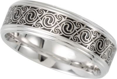 7mm Comfort Fit Enamel Ladies or Gents Wedding Band