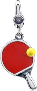 Enamel Ping Pong Paddle & Ball Charm