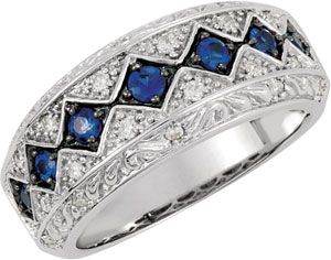 Genuine Blue Sapphire & Diamond Ring