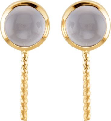 Genuine Blue Chalcedony Semi-mount Earrings