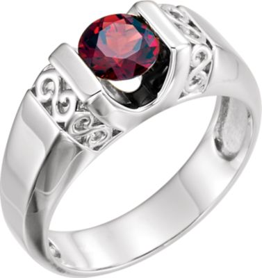 14kt White Men's Mozambique Garnet Ring