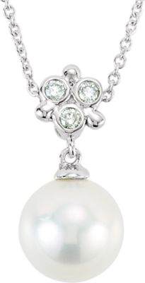 Freshwater Cultured Pearl and Diamond Necklace