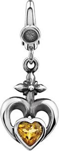 Citrine Heart & Cross Charm