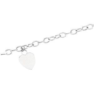 4.75 mm Hollow Charm Bracelet w/15.5 mm Heart