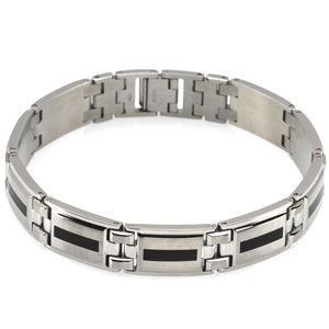 Stainless Steel Bracelet with Black Enamel