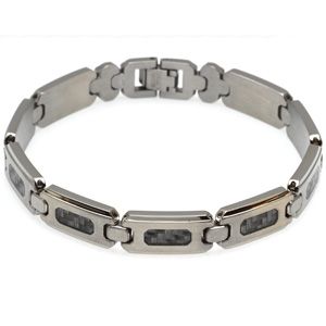 Stainless Steel Bracelet with Carbon Fiber Inlay