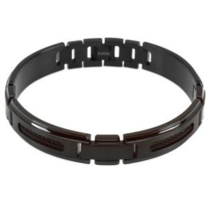 Black Ion Plated Stainless Steel Bracelet with Black Ion Plated Cable