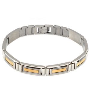 Two Tone Bracelet Stainless Steel with 14kt yellow Inlay