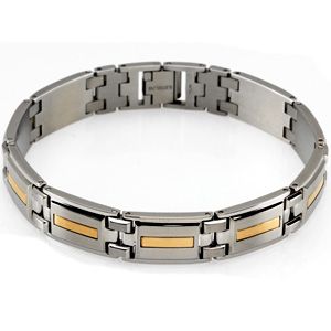Two Tone Bracelet Stainless Steel with 14kt yellow inlay
