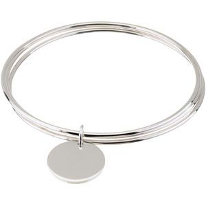 Triple Bangle Bracelet with Circle Charm