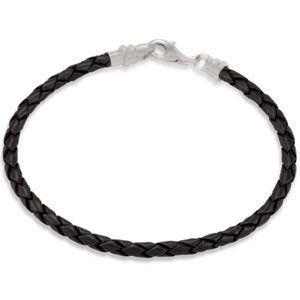 Kera&trade; 3.0 mm Black Braided Leather Bracelet