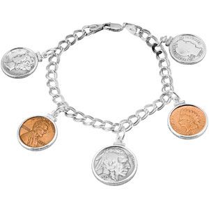 5 Coin America Charm Bracelet