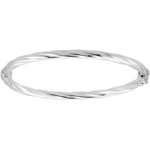 4mm Twisted Design Hinged Bangle Bracelet