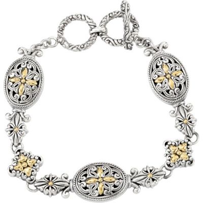 Filigree Design Double Toggle Bracelet with 18KY Accents