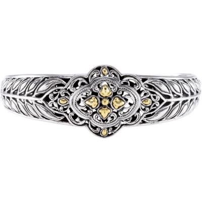 Sterling Silver Cuff Bracelet with 18KT Yellow Accents