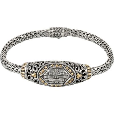 Sterling Silver Fashion Braclet with 18KY Accents