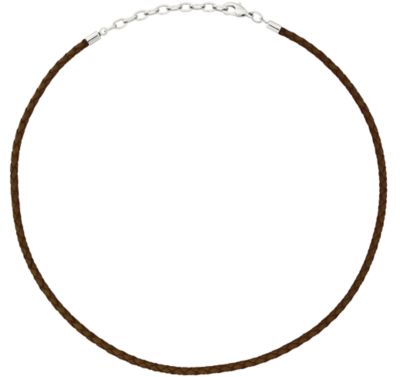 Stainless Steel & Black Leather Necklace