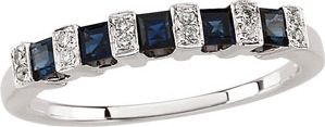 Genuine Sapphire & Diamond Anniversary Band