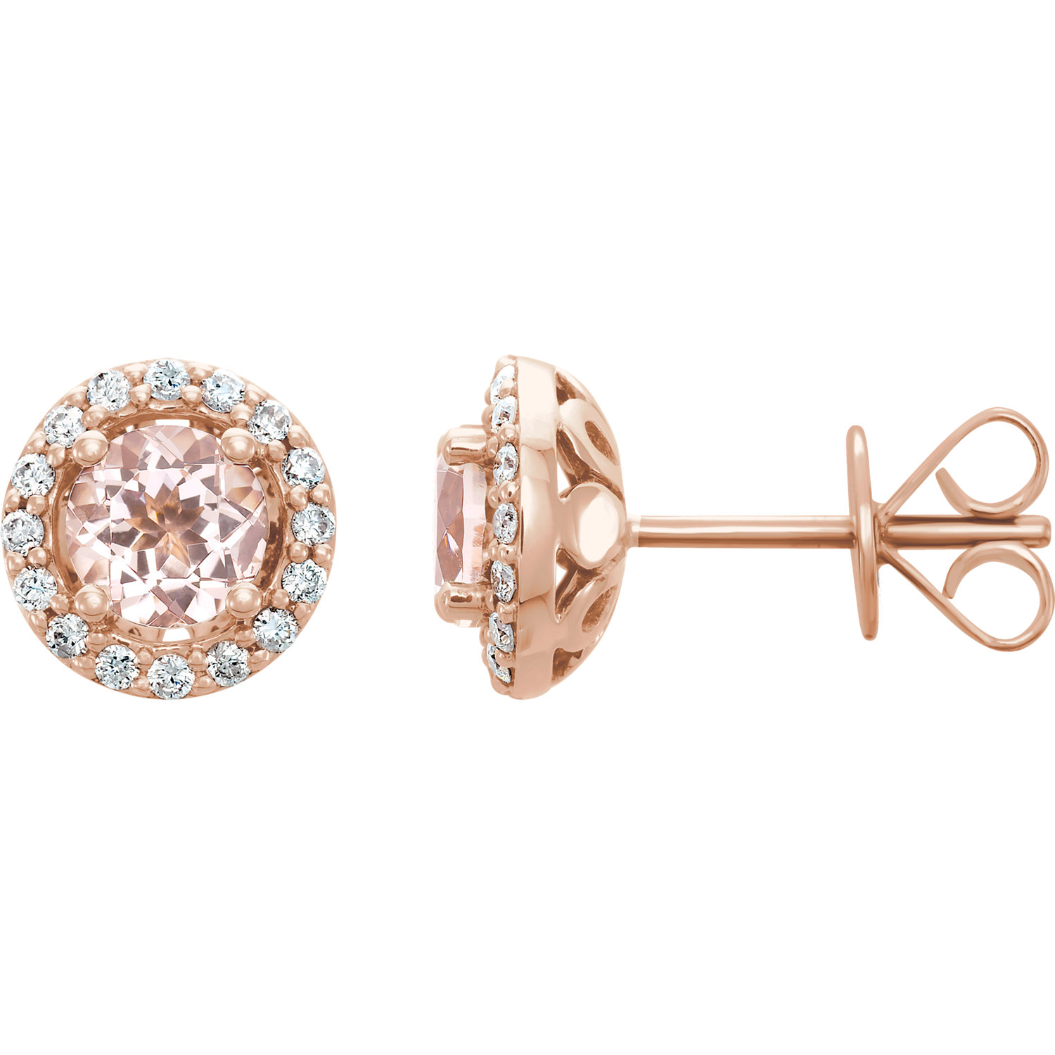 14kt Rose Morganite & 1/5 CTW Diamond Earrings 