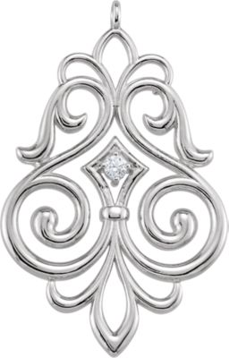 Fleur-de-Lis Scroll Dangle Component with Jump Ring for Round Stone