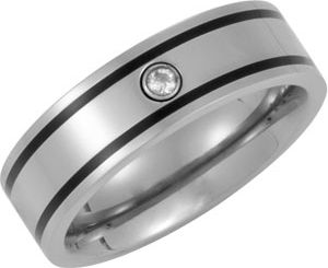 Titanium Band with Black Enamel & .05 ct Diamond