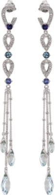 Genuine Multiple Gemstone & Cubic Zirconia Dangle Earrings