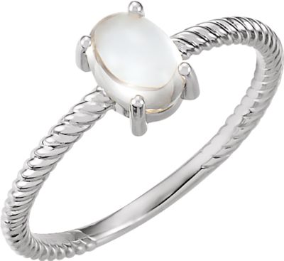 14kt White Moonstone Cabochon Ring